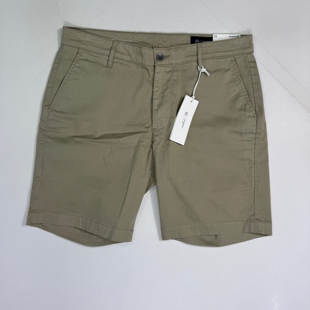 AG Adriano Goldschmied Wanderer Trouser Short 33 (34x8) Khaki Tan Chino NWT